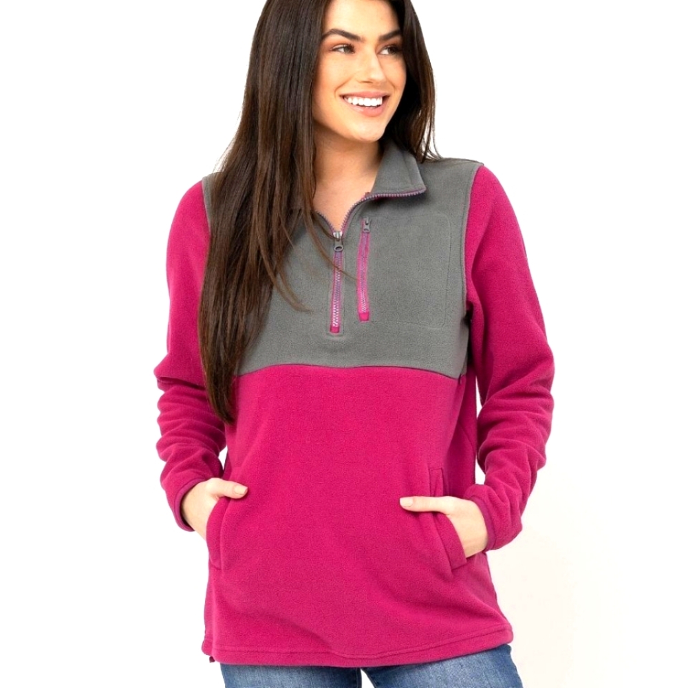 Nursing Fleece Jacket - Hidden Zipper - Raspberry